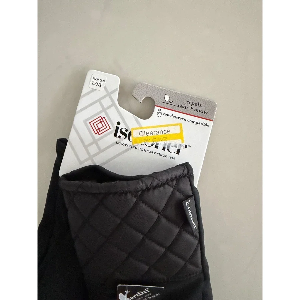 Isotoner Women Black smartDri Touchscreen Compatible Quilted Cuff Gloves L/XL - Picture 3 of 4